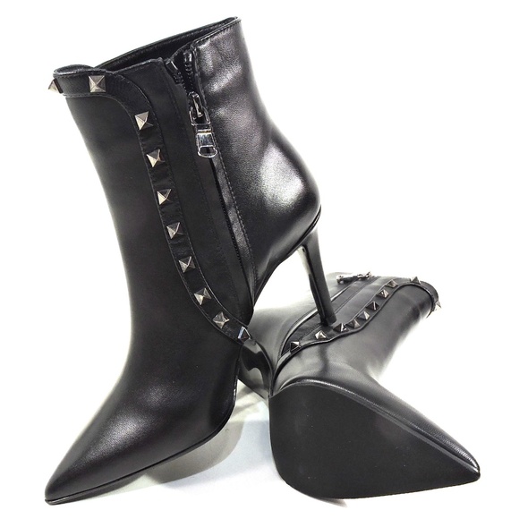 ALESSANDRO DI MARIA 🇮🇹 WOMEN BLACK LEATHER FASHION ANKLE BOOTIE - Picture 8 of 9